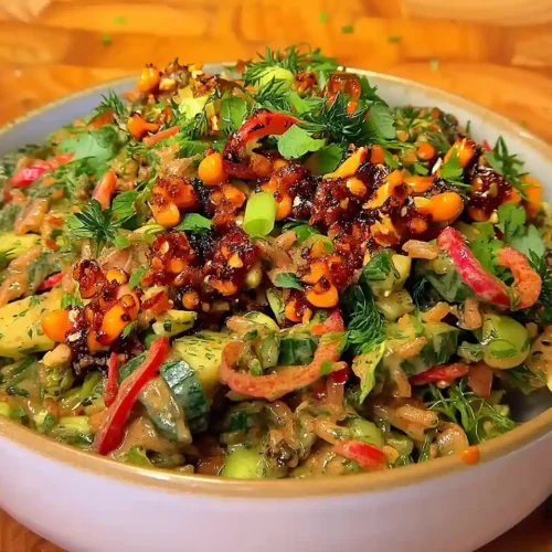 Crispy Rice Salad with Peanut-Chili Dressing