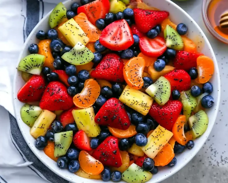 Fresh Fruit Salad with Honey-Lime Poppy Seed Dressing
