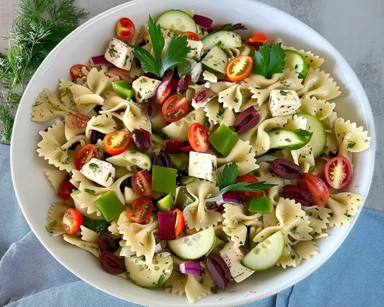 Greek Pasta Salad with Homemade Vinaigrette