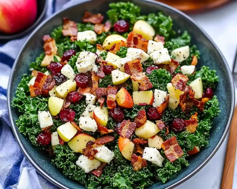 Apple Cranberry Bacon Kale Salad