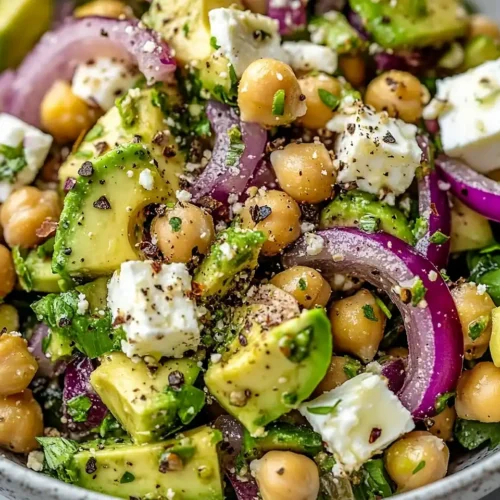 Chickpea Feta Avocado Salad