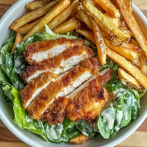 Honey Crispy Chicken Caesar Salad & Fries