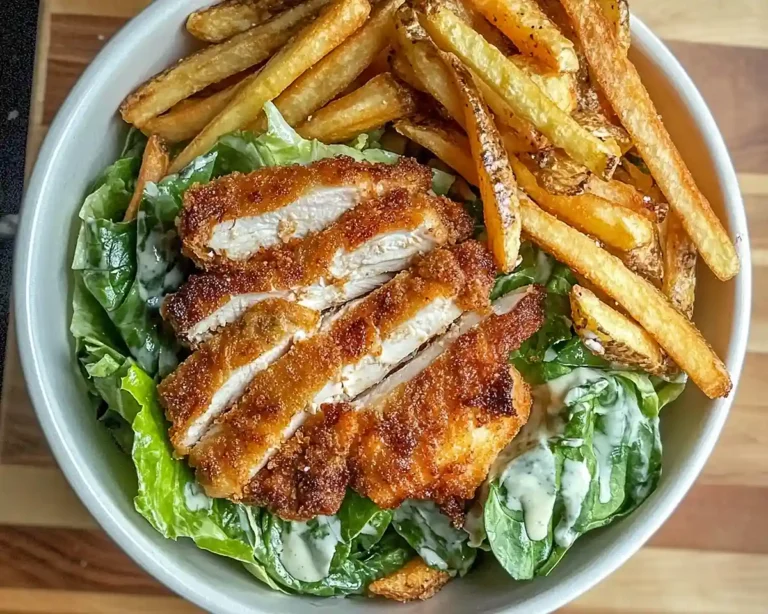 Honey Crispy Chicken Caesar Salad & Fries