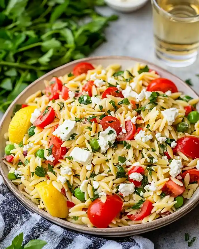 Lemon Orzo Salad With Feta 4 Lemon Basil Orzo Salad
