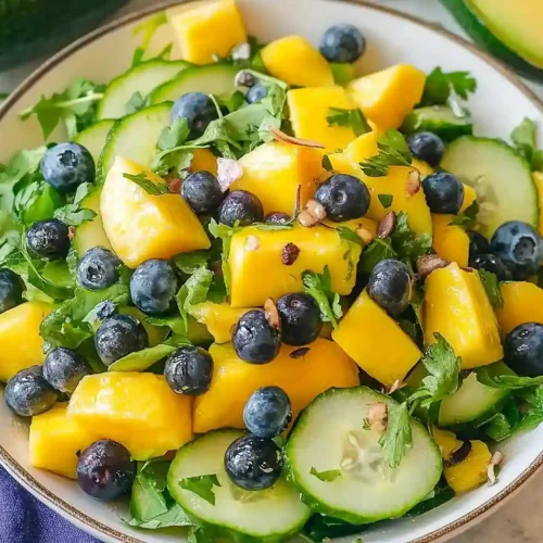 Mango Cucumber Blueberries and Avocado Salad