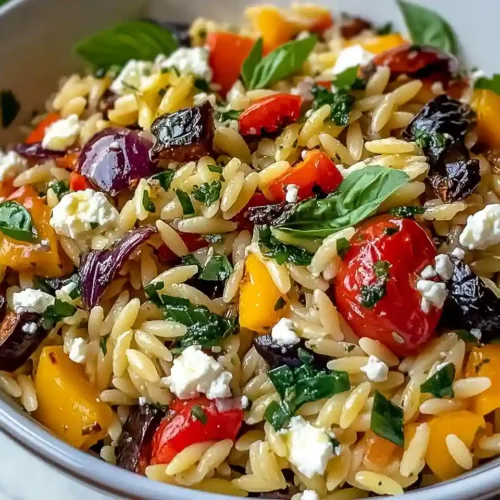 Orzo Salad with Roasted Veggies and Feta