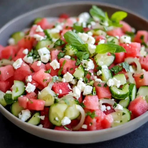 Watermelon Cucumber Feta Salad