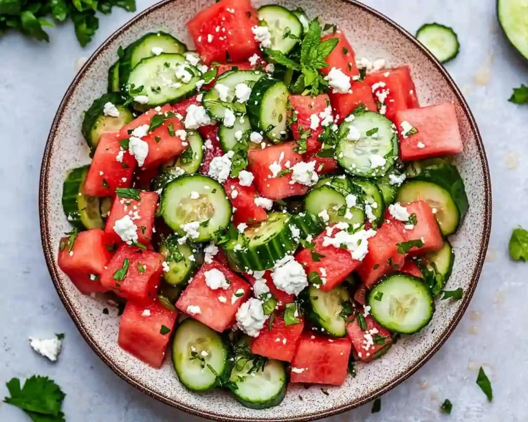 Watermelon Cucumber Salad with Vegan Feta