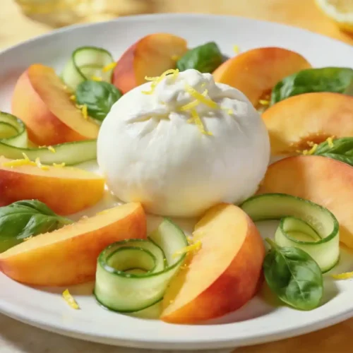 Peach Caprese Salad with Burrata