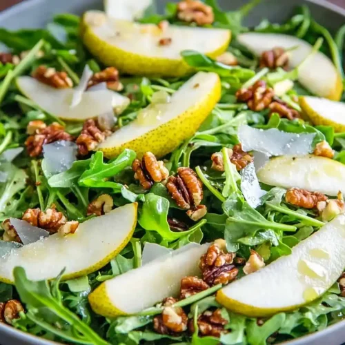 Pear Arugula Salad with Candied Walnuts