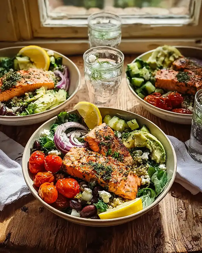 Mediterranean Salmon Bowl 4 Salmon Nourish Bowl