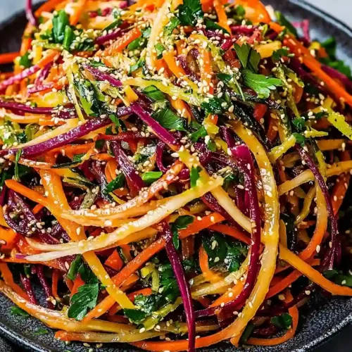 Shaved Rainbow Carrot Sesame Salad