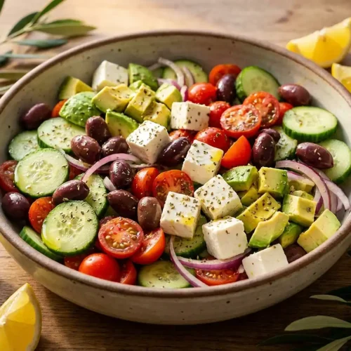 Avocado & Feta Greek Salad 5 Avocado & Feta Greek Salad