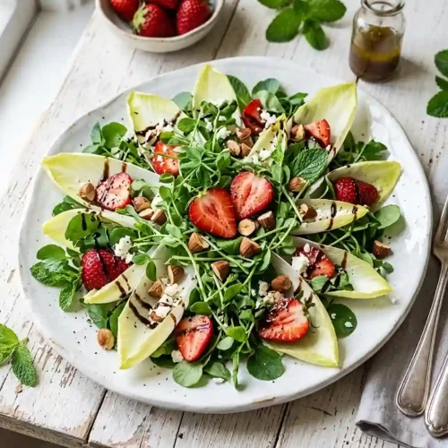 Fresh Pea Shoot and Strawberry Spring Salad