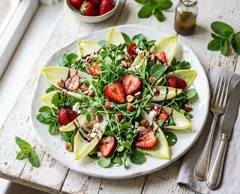 Fresh Pea Shoot and Strawberry Spring Salad