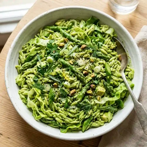 Green Goddess Avocado Orzo Pasta Salad