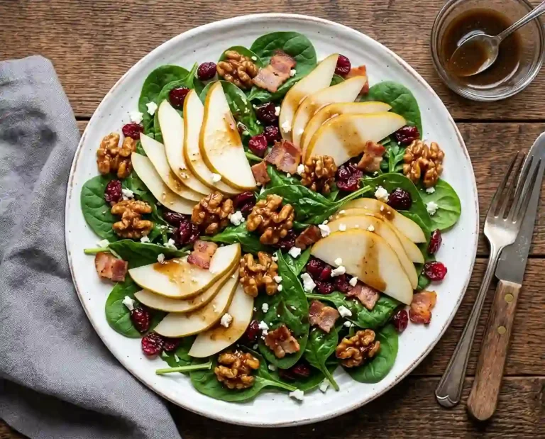 Maple Glazed Walnut and Pear Spinach Salad