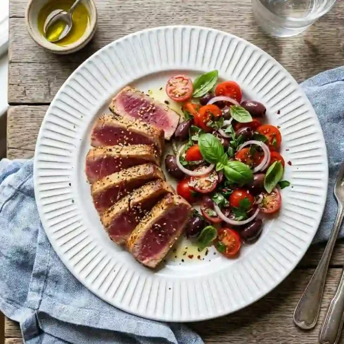 Mediterranean Seared Tuna Steak Salad