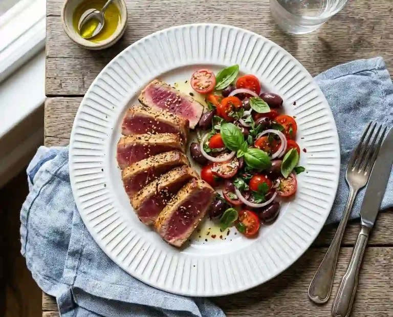 Mediterranean Seared Tuna Steak Salad
