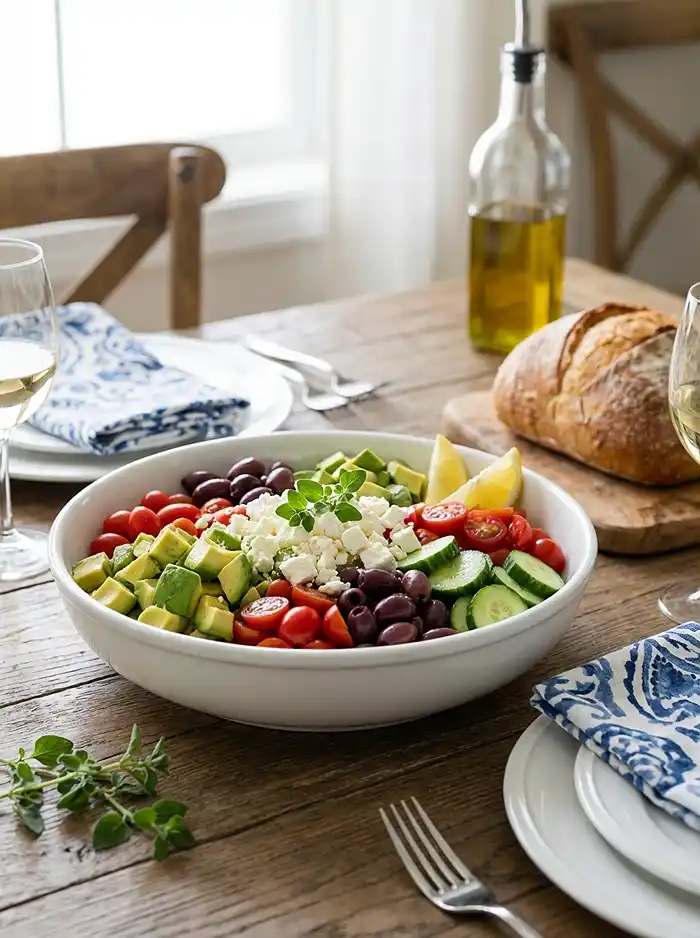 Avocado & Feta Greek Salad 4 Receitas Vegetarianas