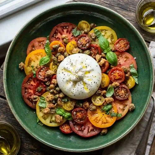 Roasted Cherry Tomato Burrata Summer Salad