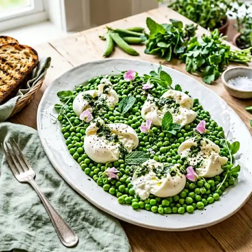 Spring Pea and Fresh Mint Burrata Salad