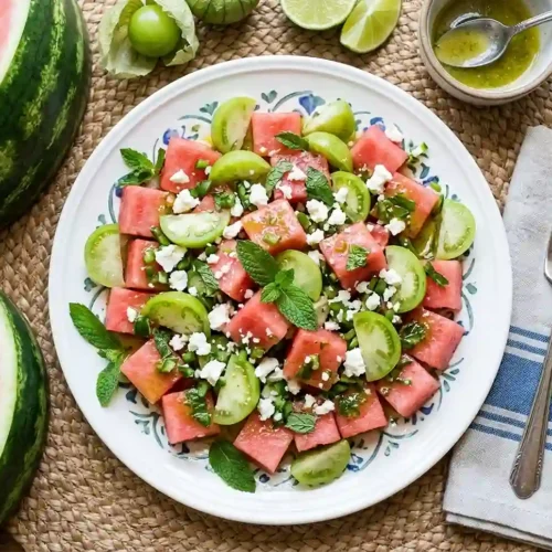 Summertime Watermelon and Tomatillo Salad