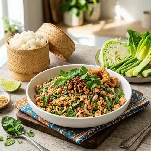 Thai Basil Ground Chicken Larb-Style Salad