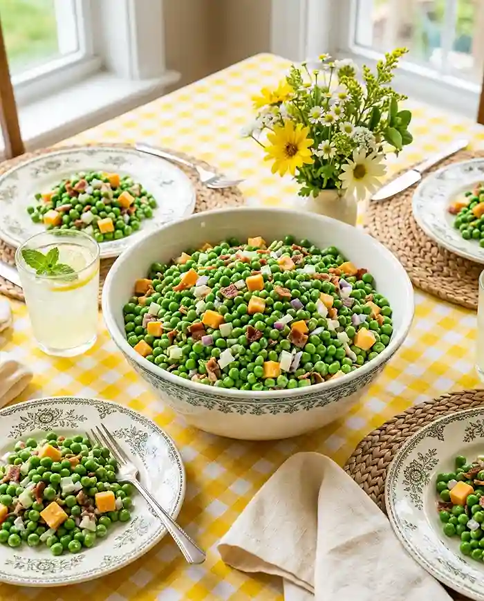Spring Green Pea Bacon Salad 4 parmesan pea salad