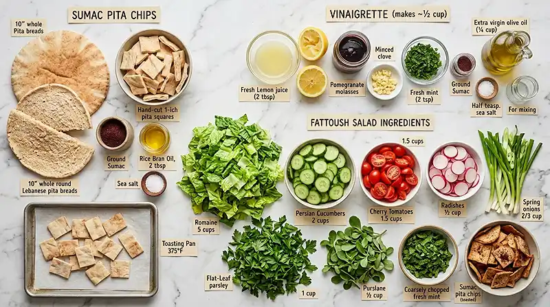 Fattoush Salad with Sumac Pita Chips