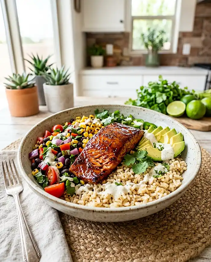 Grilled BBQ Salmon Bowl