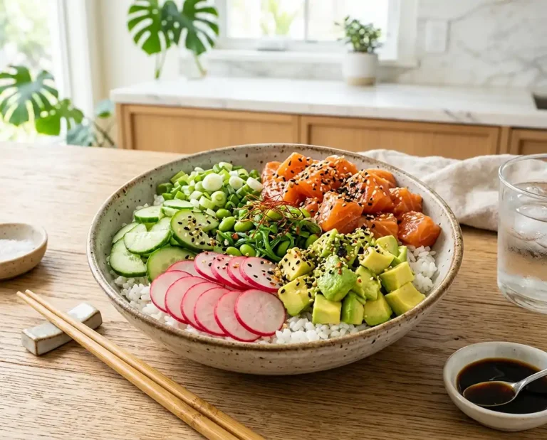 Salmon Avocado Poke Bowl Salad