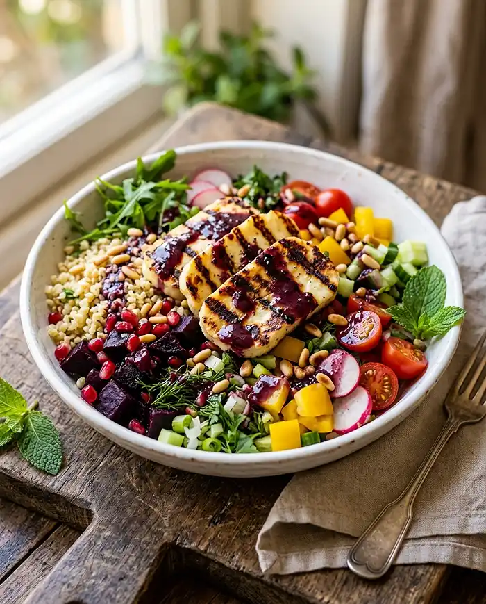 Grilled Halloumi Salad 4 Warm Halloumi Spring Salad