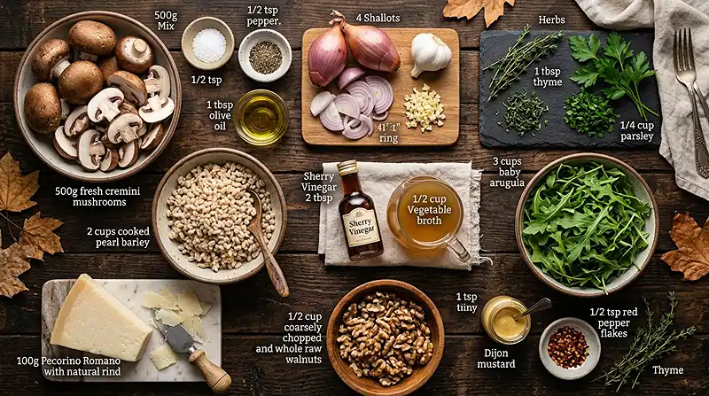 Warm Mushroom Barley Salad