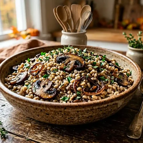 Warm Mushroom and Barley Salad