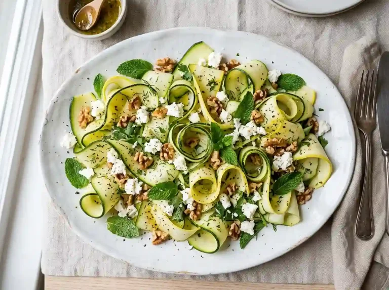Zucchini Ribbon Feta Mint Salad