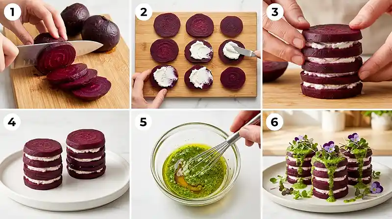Beetroot Towers with Goat Cheese 3 goat cheese