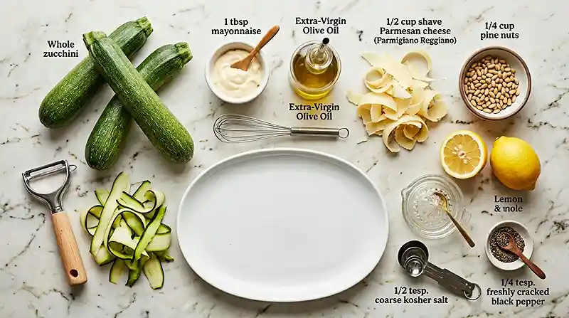 Shaved Zucchini Parmesan Ribbon Salad 2 shaved zucchini