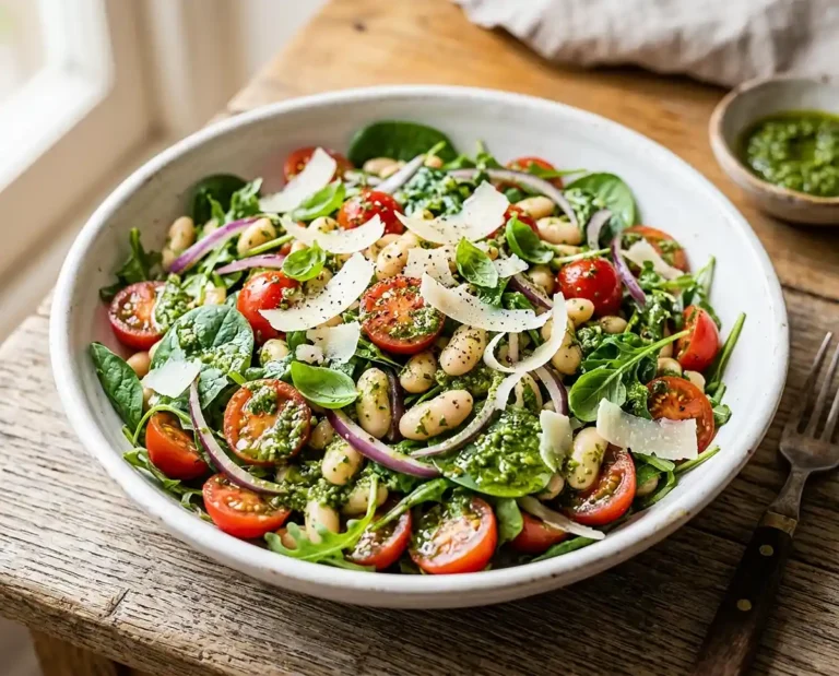Cherry Tomato White Bean Pesto Salad