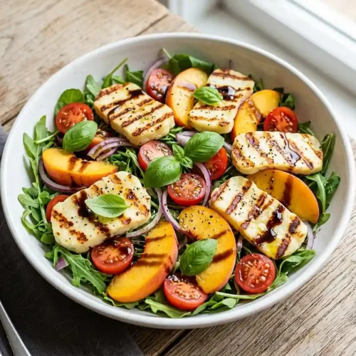 Halloumi Peach Tomato Salad