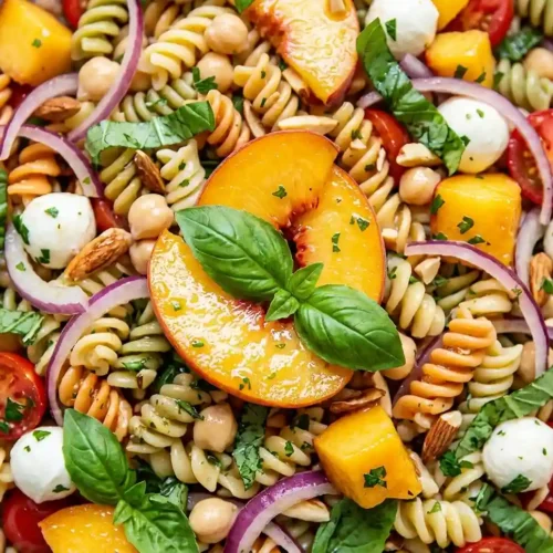 Peach Basil Chickpea Pasta Salad 5 Peach Basil Chickpea Pasta Salad