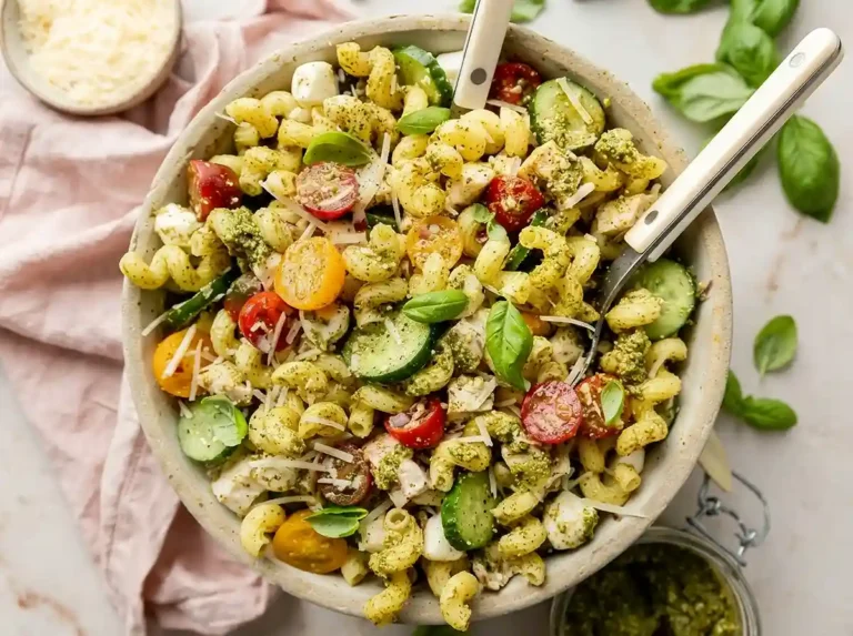 Pesto Chicken Mozzarella Pasta Salad