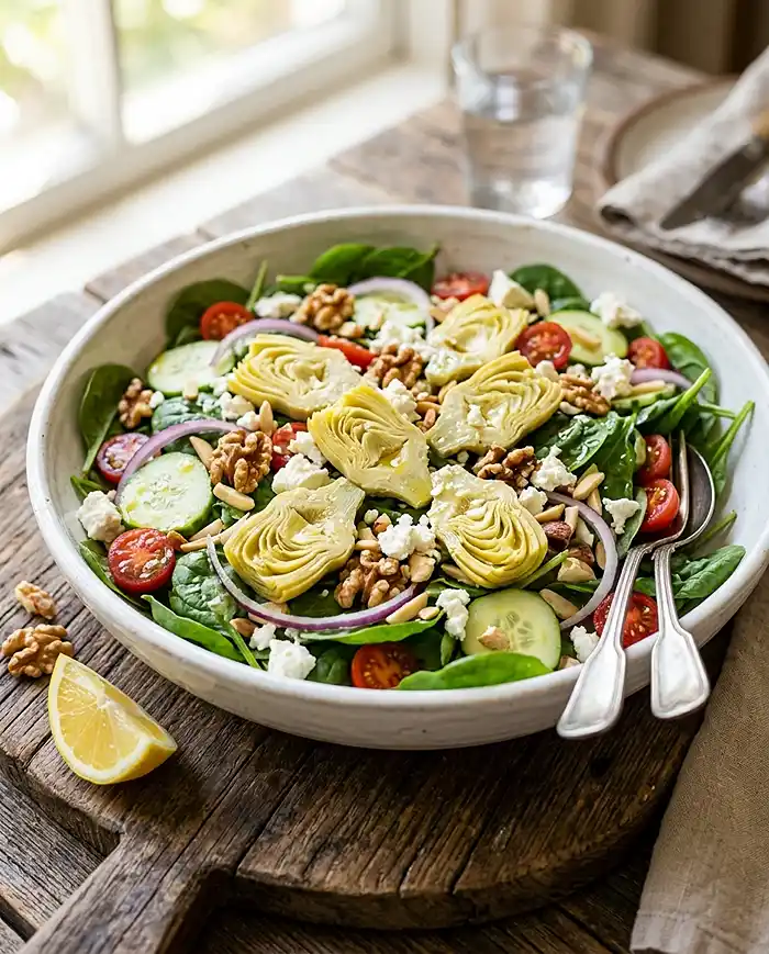 Artichoke Heart Spinach Salad 4 Spinach Salad with Artichoke Hearts