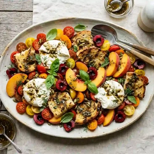 Tomato Peach Burrata Bread Salad 5 Tomato Peach Burrata Bread Salad