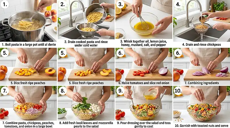 Peach Basil Chickpea Pasta Salad 3 chickpea pasta salad