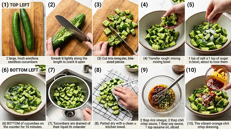 Chili Crisp Smashed Cucumber Salad 3 chili crisp salad