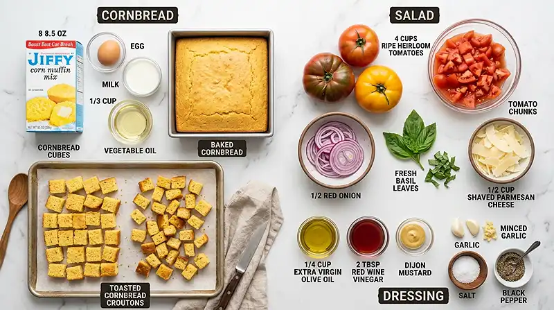 Parmesan Cornbread Tomato Salad 2 cornbread tomato salad