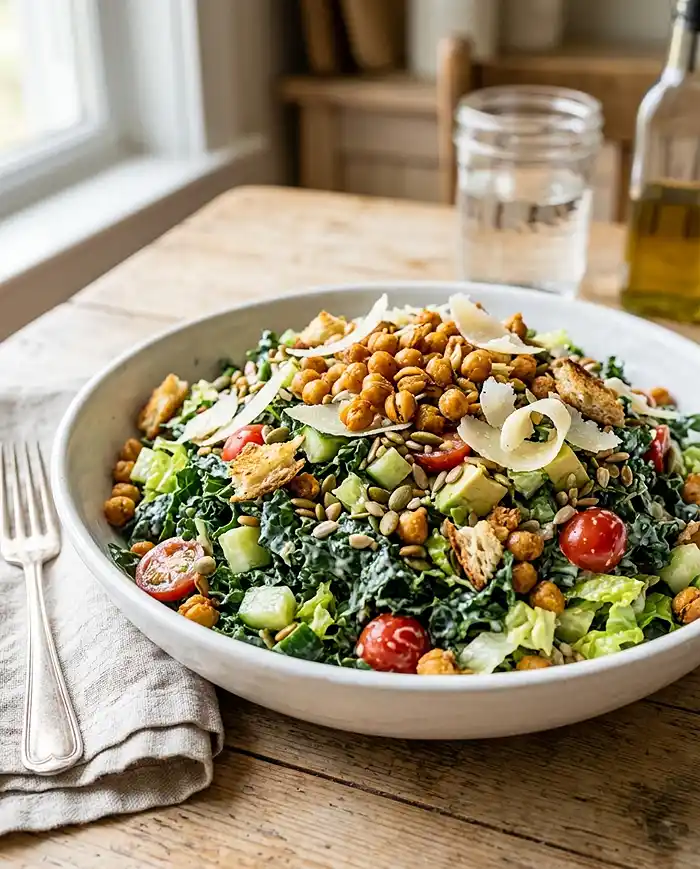 Crispy Parmesan Kale Chopped Salad 4 crunchy green salad