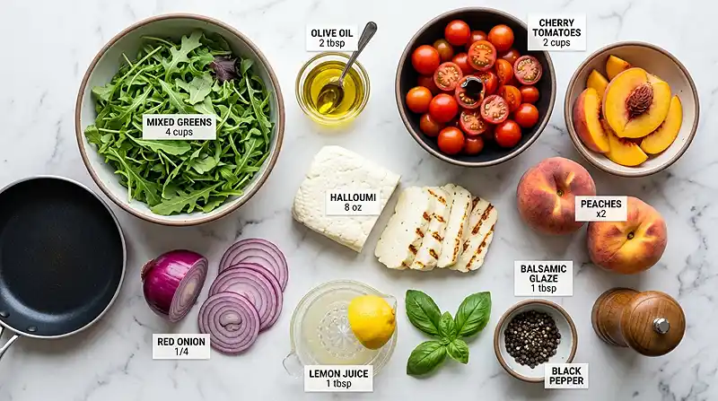 halloumi peach salad
