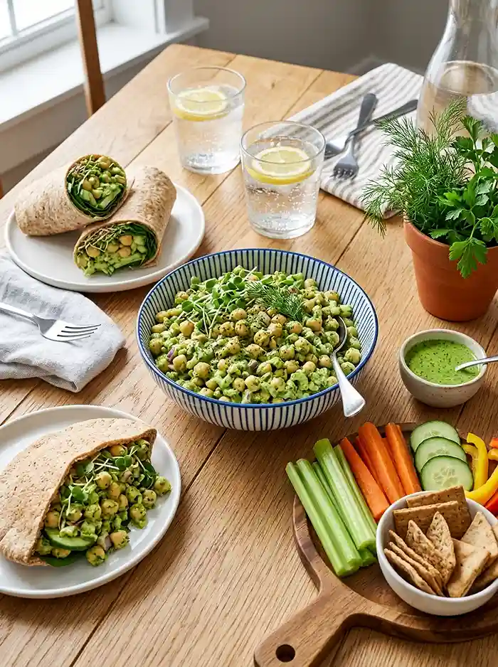 Green Goddess Chickpea Crunch Salad 4 healthy green salad